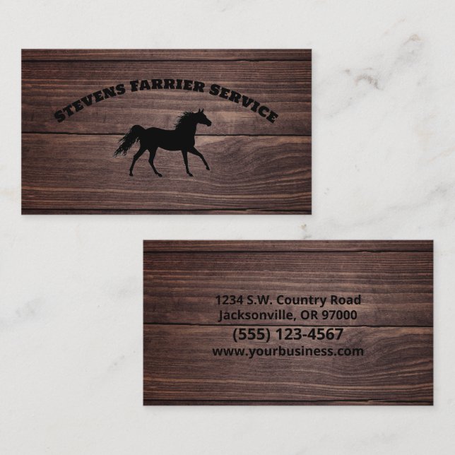 Farrier Horseshoe Service Wood Business Card (Front/Back)