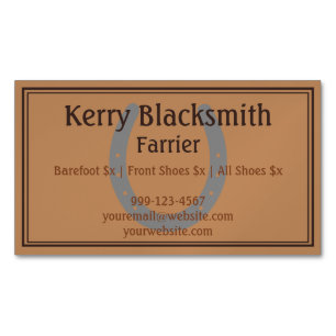 Farrier Horseshoeing and Trim - Light Leather Magnetic Business Card