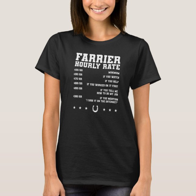 Farrier Hourly Rate Blacksmith Horseshoe Forge T-Shirt (Front)
