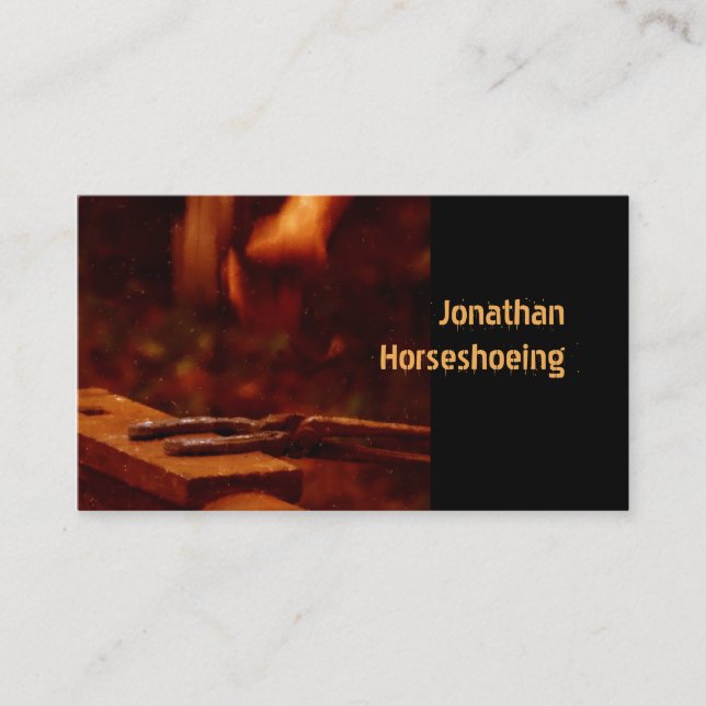 Farrier making a shoe business card (Front)