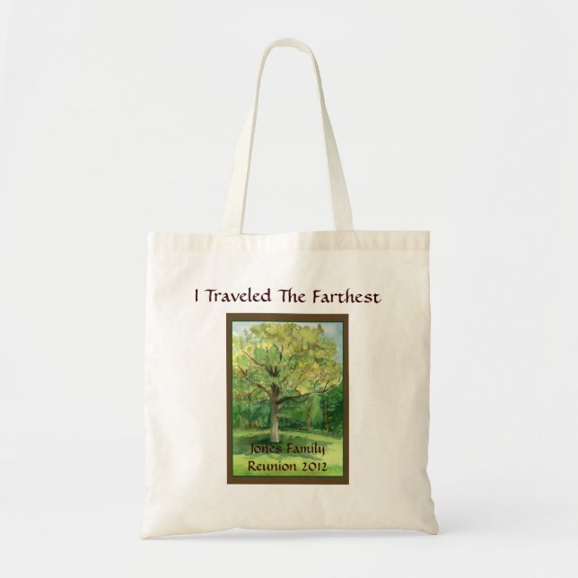 Farthest Travelled to Family Reunion Tote Bag (Front)