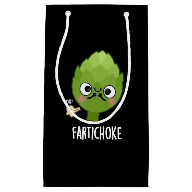 Fartichoke Funny Farting Artichoke Pun Dark BG Small Gift Bag (Front)