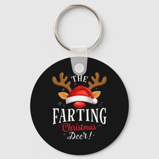 Farting Christmas Deer Pjs Xmas Family Matching  Key Ring (Front)