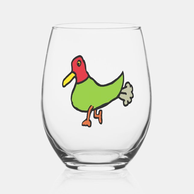 Farting Duck Stemless Wine Glass (Front)