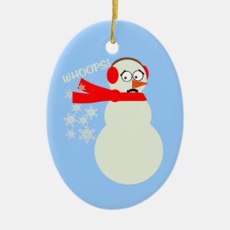 Farting Snowman Cartoon Ceramic Tree Decoration