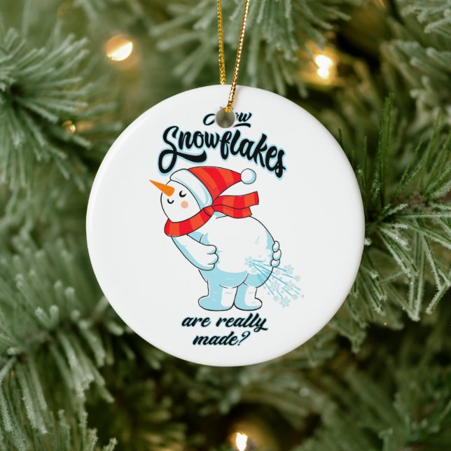 Farting Snowman How Snowflakes Are Really Made Ceramic Ornament (Tree)