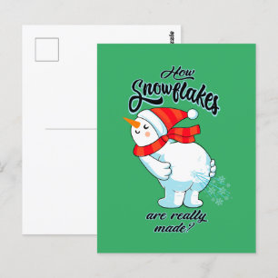 Farting Snowman How Snowflakes Are Really Made Postcard