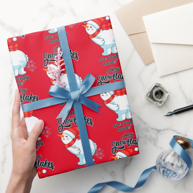 Farting Snowman How Snowflakes Are Really Made Wrapping Paper (Gifting)