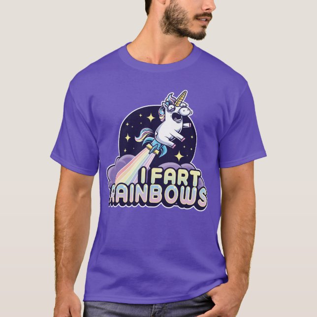 Farting Unicorn - Funny Unicorn - I Fart Rainbows T-Shirt (Front)