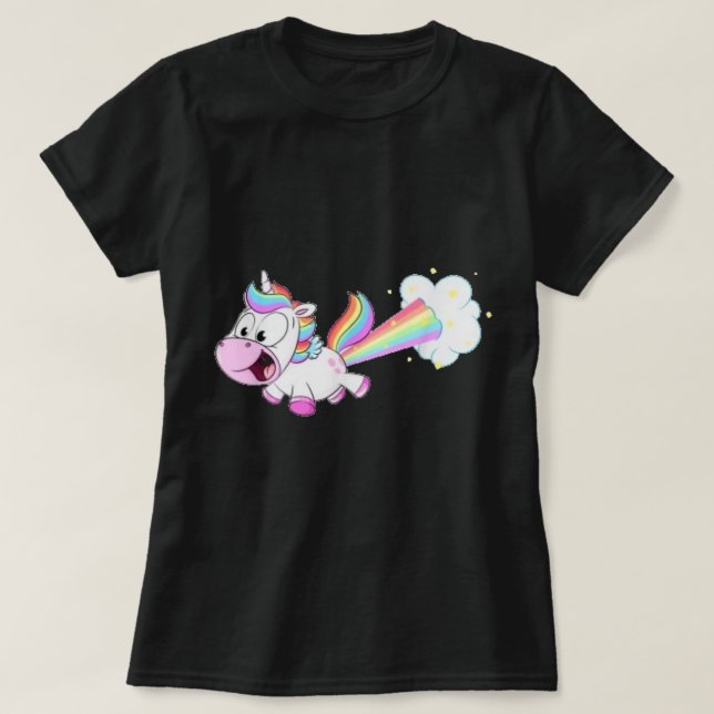 Farting Unicorn T shirt Funny Rainbow Farts (Design Front)