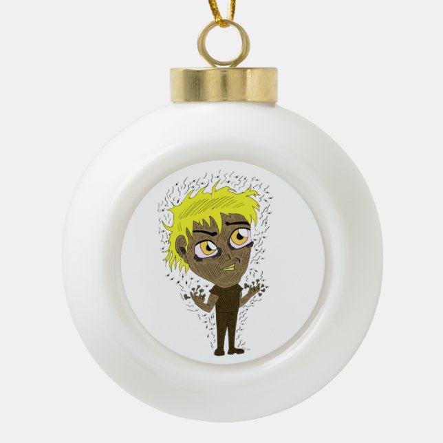 Farty Fingers  Chibi     Ceramic Ball Christmas Ornament (Front)