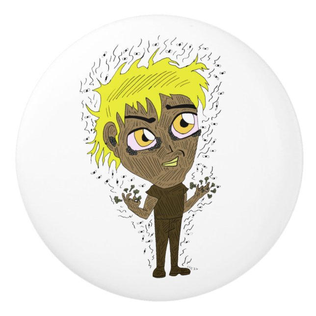 Farty Fingers  Chibi  Ceramic Knob (Front)