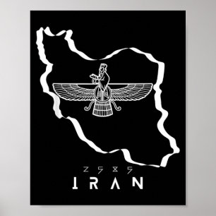 Farvahar Iran map Ancient Persia Design Poster
