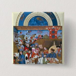 Fascimile of January: banquet scene 15 Cm Square Badge