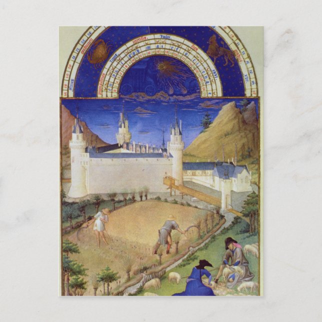 Fascimile of July: Harvesting and Sheep Postcard (Front)