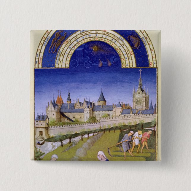 Fascimile of June: Haymaking 15 Cm Square Badge (Front)