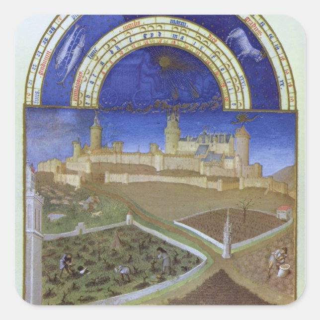 Fascimile of March: Peasants at Work Square Sticker (Front)