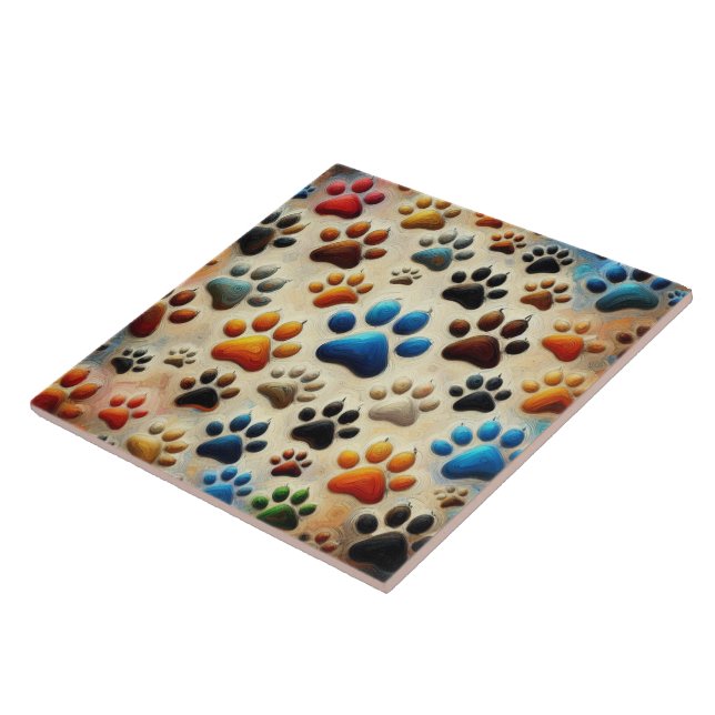 fascinated by canine dog paw print with passion ceramic tile (Side)