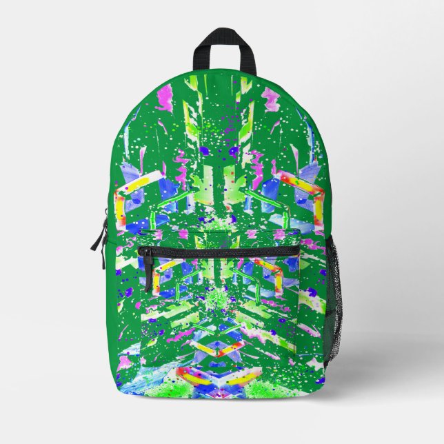 Fascinating digital art in bright colours printed backpack (Front)