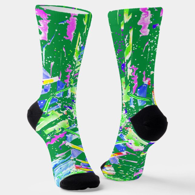 Fascinating digital art in bright colours socks (Angled)