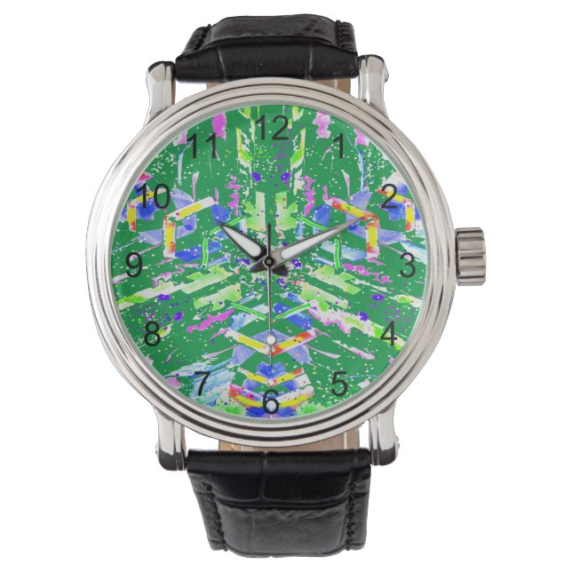 Fascinating digital art in bright colours watch (Front)