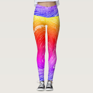 Fascinating Retro Orange Purple Yellow Vortex  Leggings