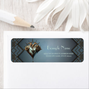 Fascinating steampunk heart return address label