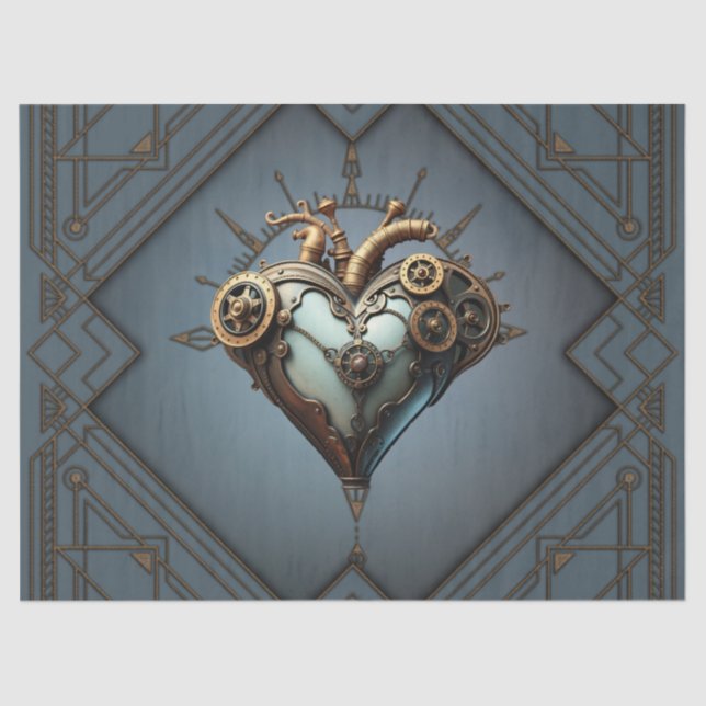 Fascinating steampunk heart tissue paper (Front)