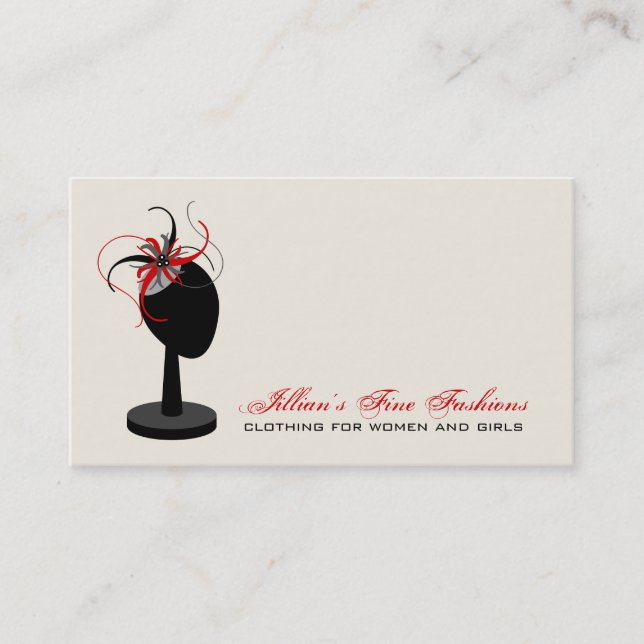 Fascinator Hat Stand Clothing Store Boutique Business Card (Front)