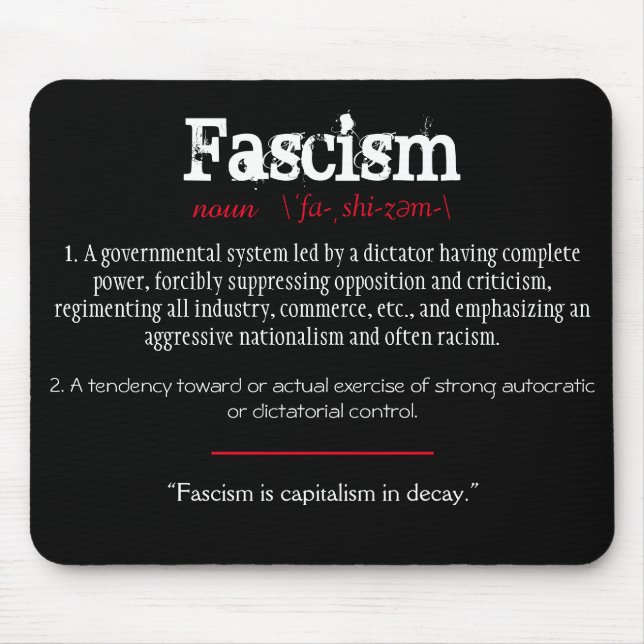 Fascism Definition Political Statement Red Mouse Pad (Front)