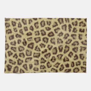 Fashinable leopard skin fluffy fur effect tea towel