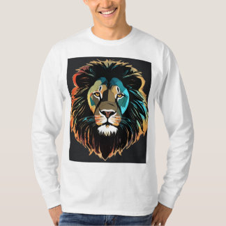 Fashion a geometric lion t-shirt with a mosaic 