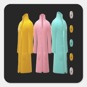 FASHION ABSTRACT DRAWING TYPE CLOTHES SQUARE STICKER