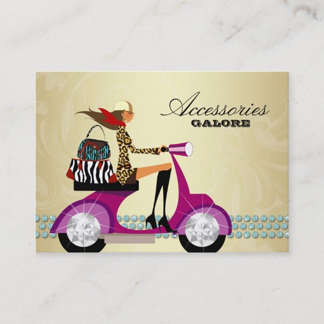 Fashion Accessories Purses Jewellery Blue Gold 2 Business Card (Front)