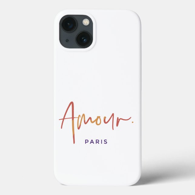 Fashion Amour Paris with Orange,Yellow Text White Case-Mate iPhone Case (Back)