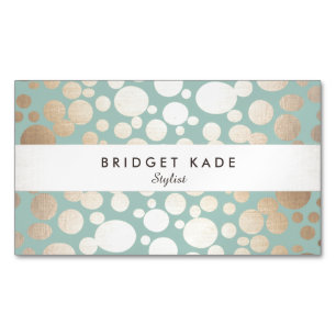 Fashion and Beauty Gold Turquoise Spotted Pattern Magnetic Business Card