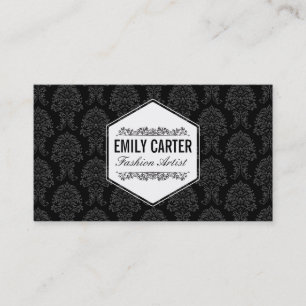 Fashion Artist Ornate Elements, Damask (black) Business Card