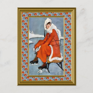 Fashion at the ski resort postcard