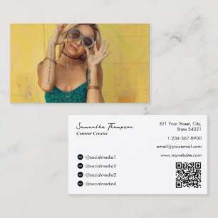 Fashion Beauty Blogger Content Creator Full Photo Business Card