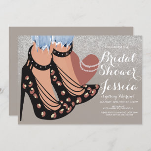 Fashion Beauty Heels Jeans Bridal Shower Earthy In Invitation