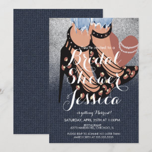 Fashion Beauty Heels Jeans Bridal Shower Invitation