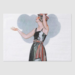 Fashion Beauty in the Rain by C Coles Phillips Tissue Paper