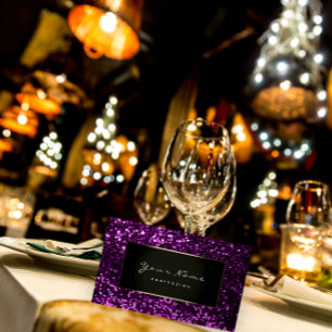 Fashion Blogger Framed Frame Violet Purple Glitter Business Card