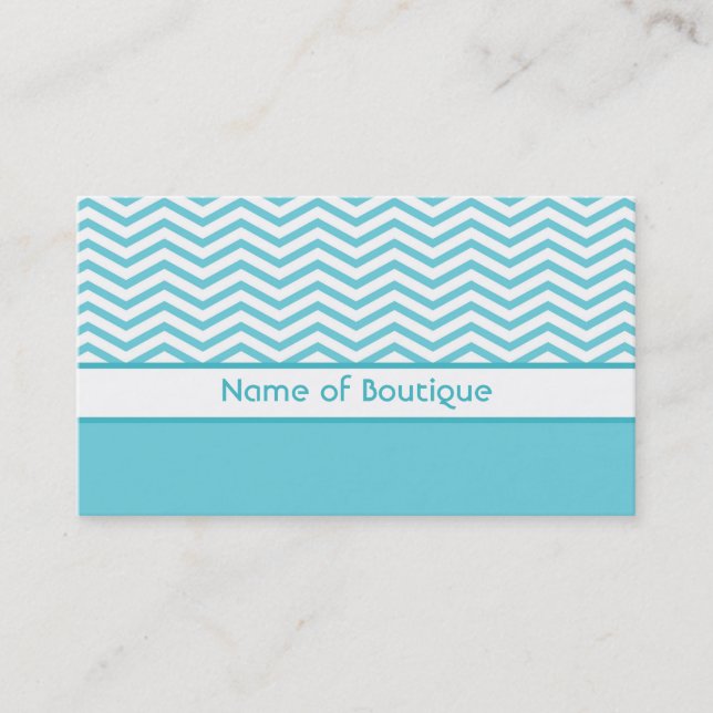 Fashion Boutique Aqua and White Chevrons Business Card (Front)
