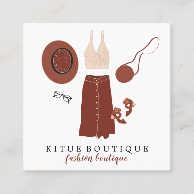 Fashion Boutique Clothing Accessories Custom Square Business Card (Front)