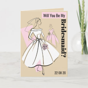 Fashion Bride Neutral Be My Bridesmaid Text beige Invitation