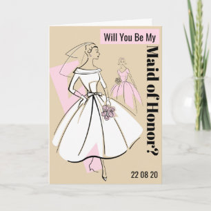 Fashion Bride Neutral Be My Maid of Honour Text Invitation