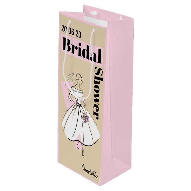 Fashion Bride Neutral Bridal Shower wine pink Gift Bag (Front Angled)