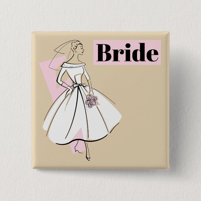 Fashion Bride Neutral Bride button square (Front)