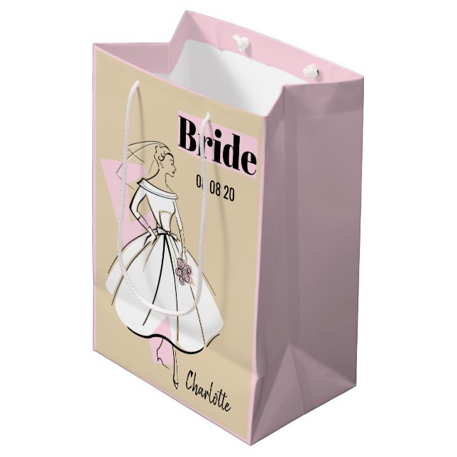 Fashion Bride Neutral Bride gift bag medium pink (Front Angled)